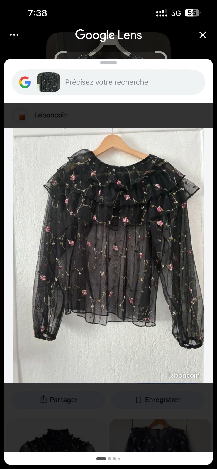 Chemisier en tulle florale zara taille unique