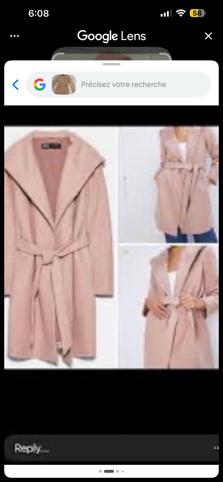 Manteau laine rose