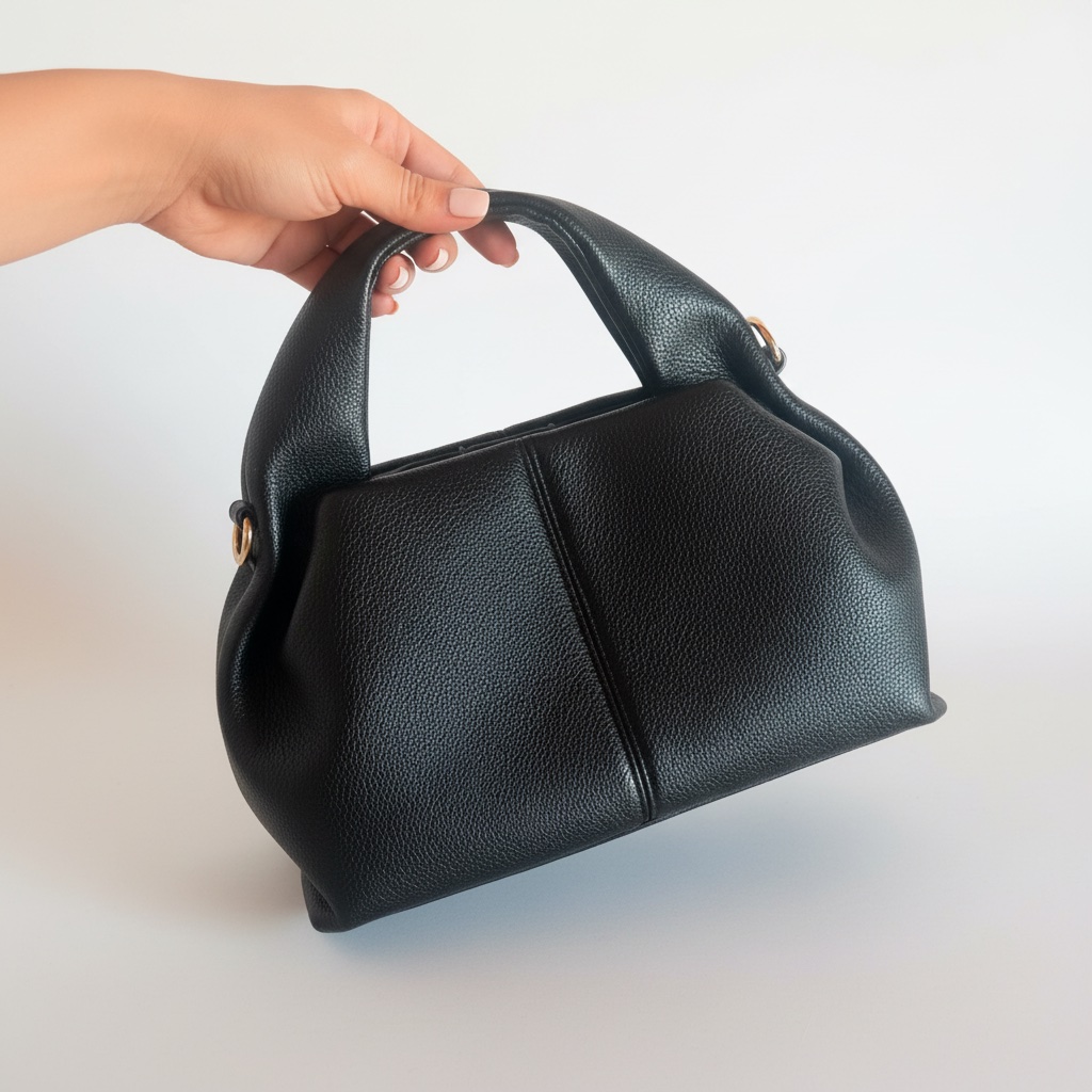 Sac à main noir SeaSide Collection / Effet cuir grainé( avec bandouliere)