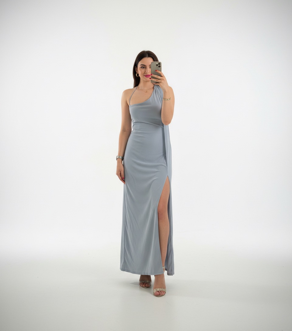 Robe longue dos nu Pull&Bear – Gris Bleu (Excellent état)