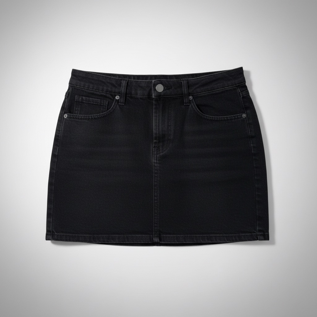 🖤 Mini-Jupe en Jean Noir à Fente - Bershka