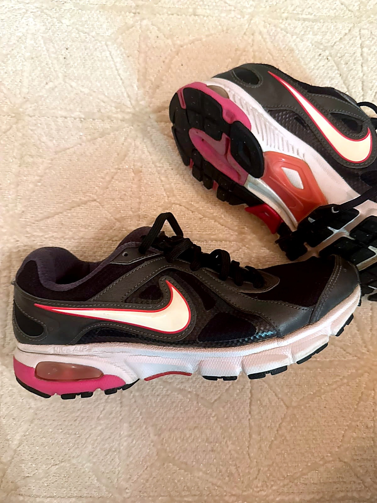 👟 Nike Air originales – Noir, blanc & rose 💗