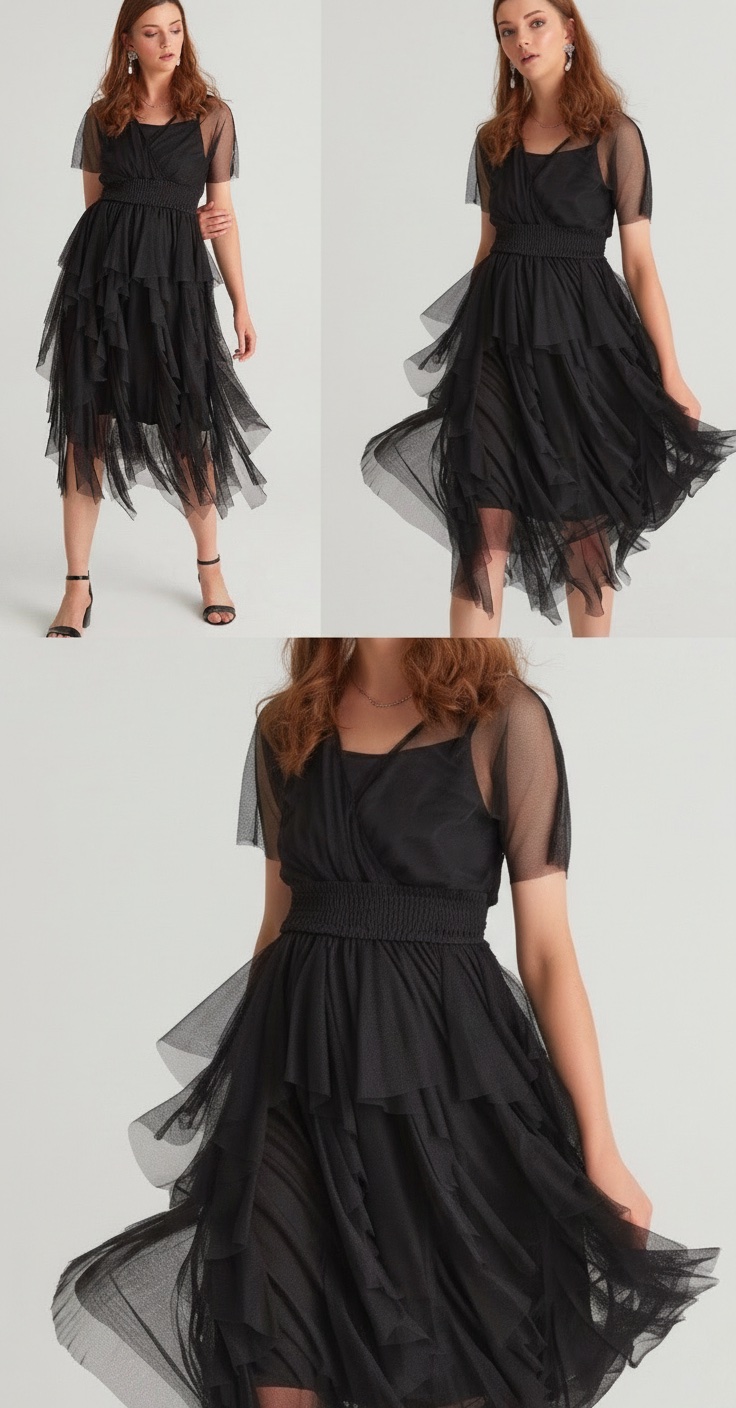 Robe noire en tulle élégante ✨🖤