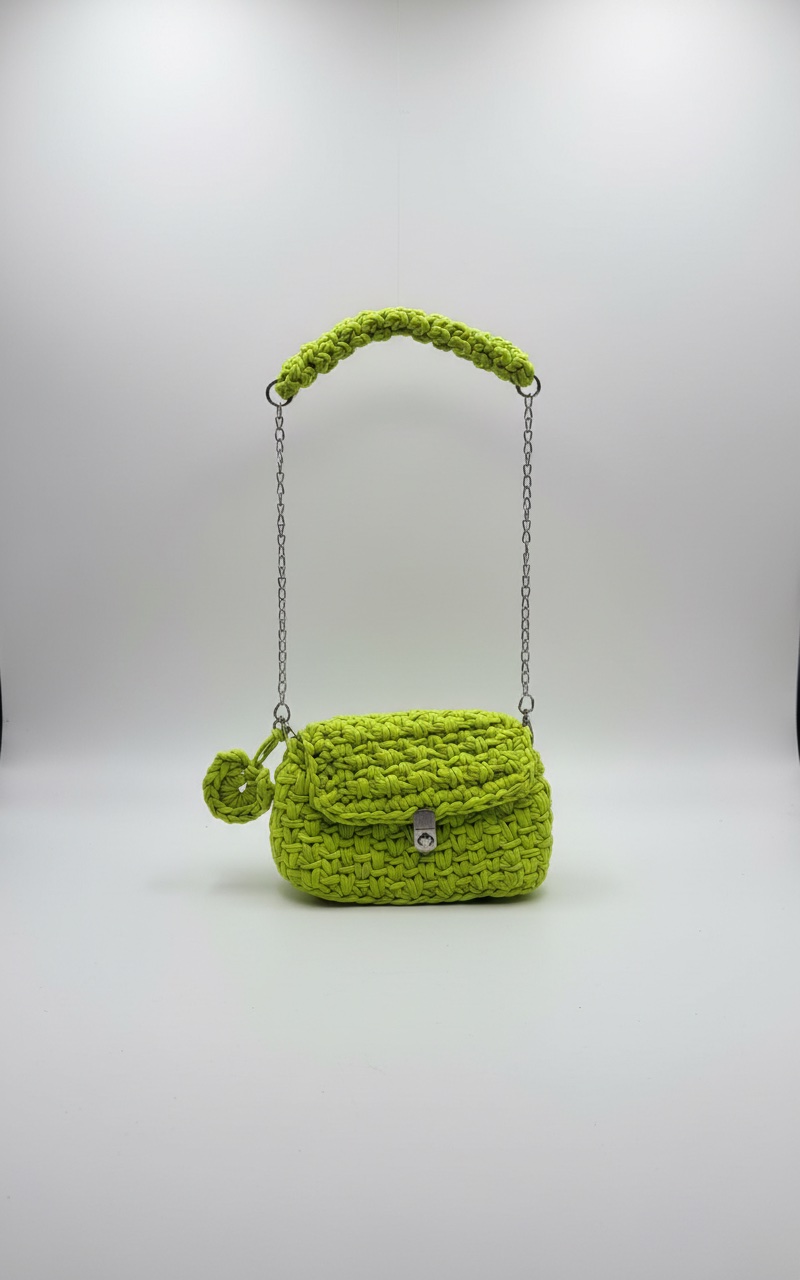 Sac artisanal FAIT MAIN en crochet - Vert Lime (NEUF & Clean) 💚