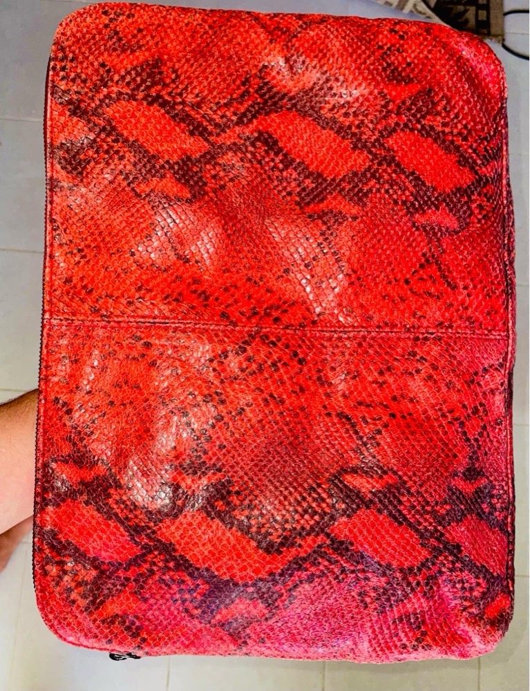 Red snake printed clutch🐍