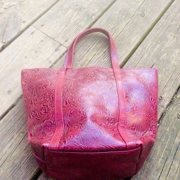 Red rare printed Victoria's secret little bag