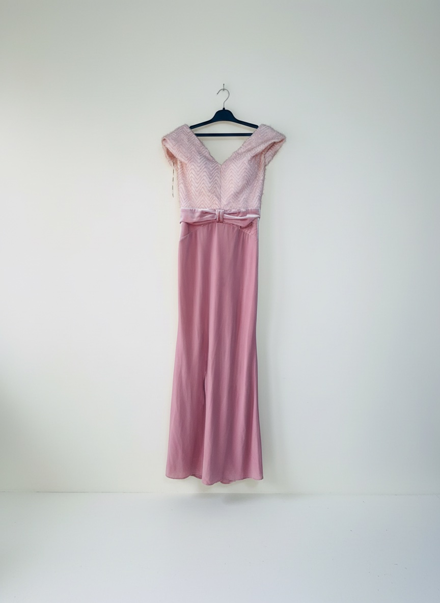 Robe soirè daim rose poudré