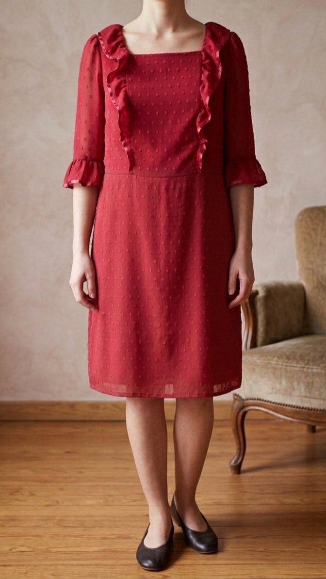 Robe rouge doite à volants 