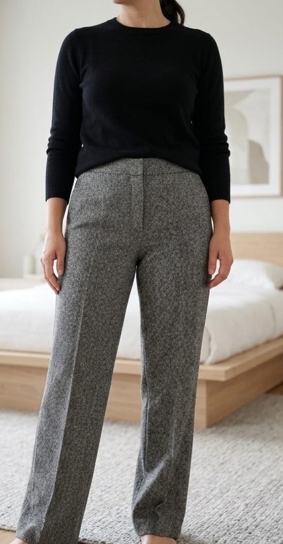 Pantalon ample moucheté gris et noir