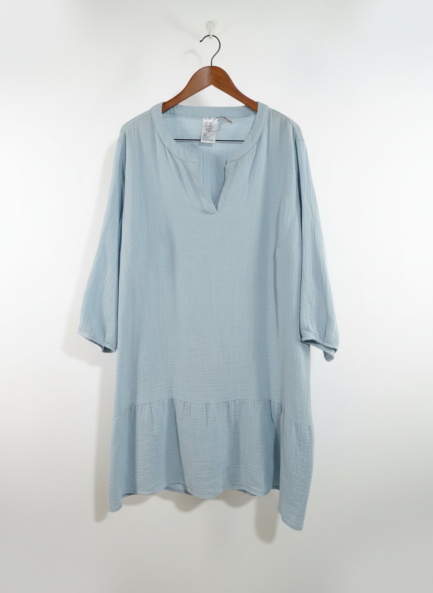 Robe tunique décontracté 100% coton en vert de thé 