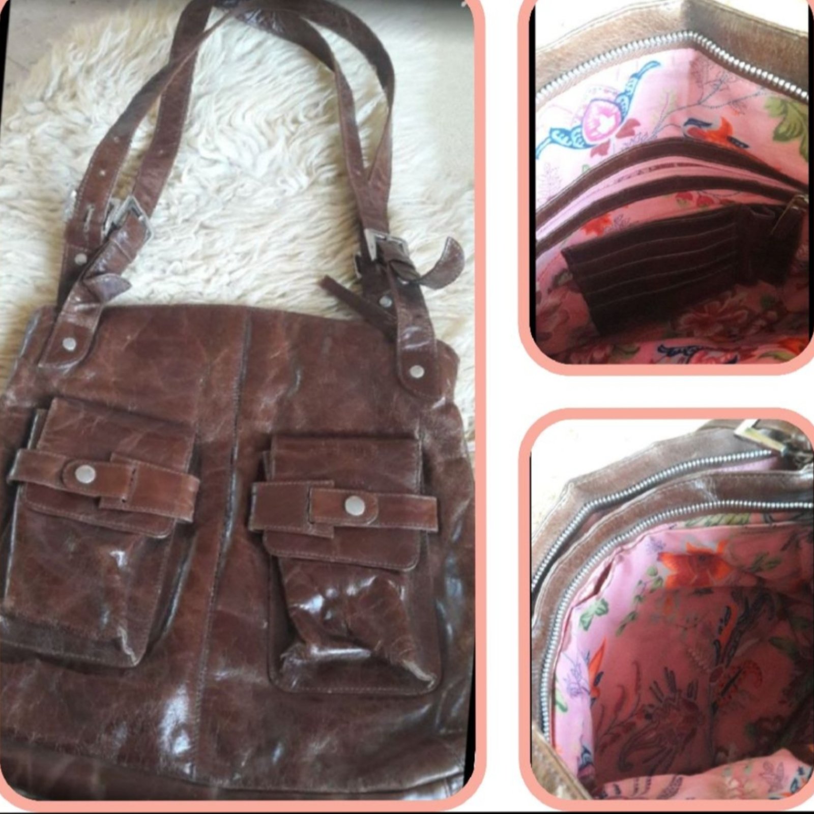 Une belle pièce artisanale en cuir avec une belle doublure et plusieurs poches de rangement 