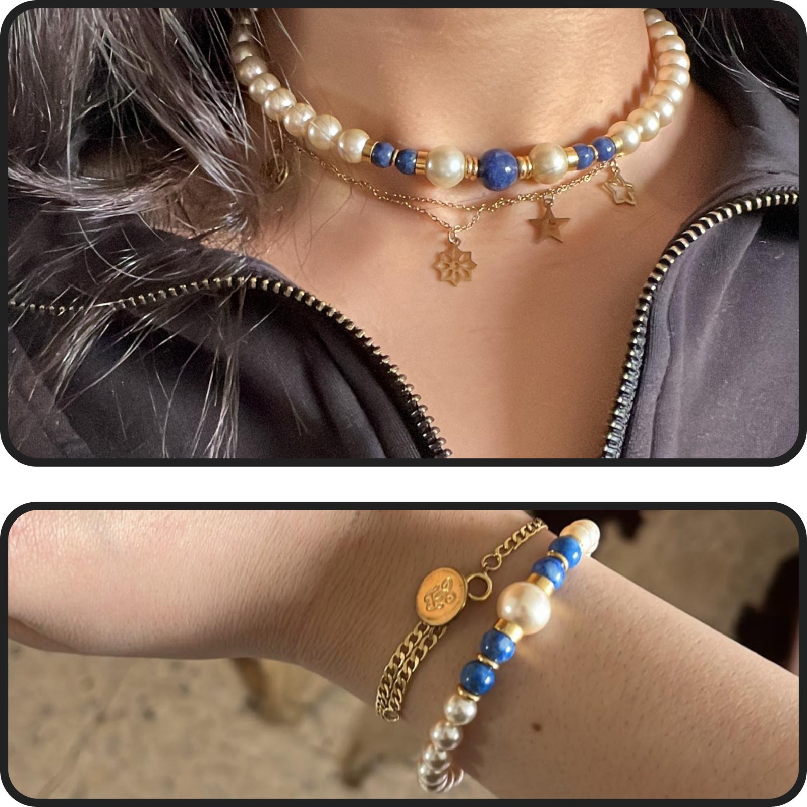Perles de Majorque avec des pierres, Neuf. Les photos sont réelles 