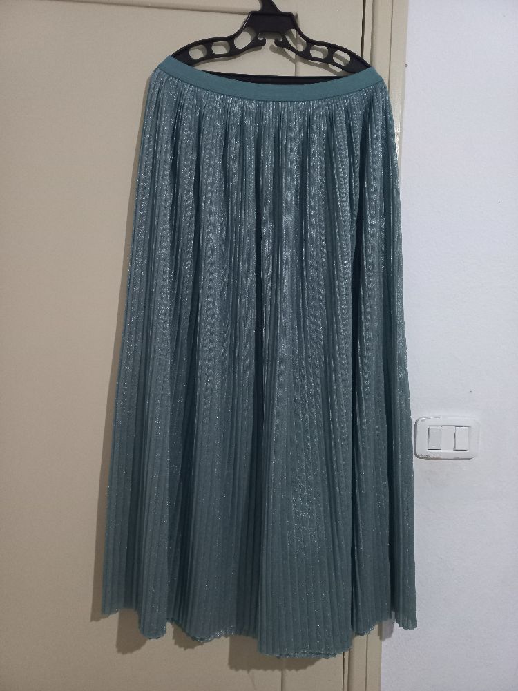 Jupe nacré vert d'eau et argent plissé yhabel 5fif