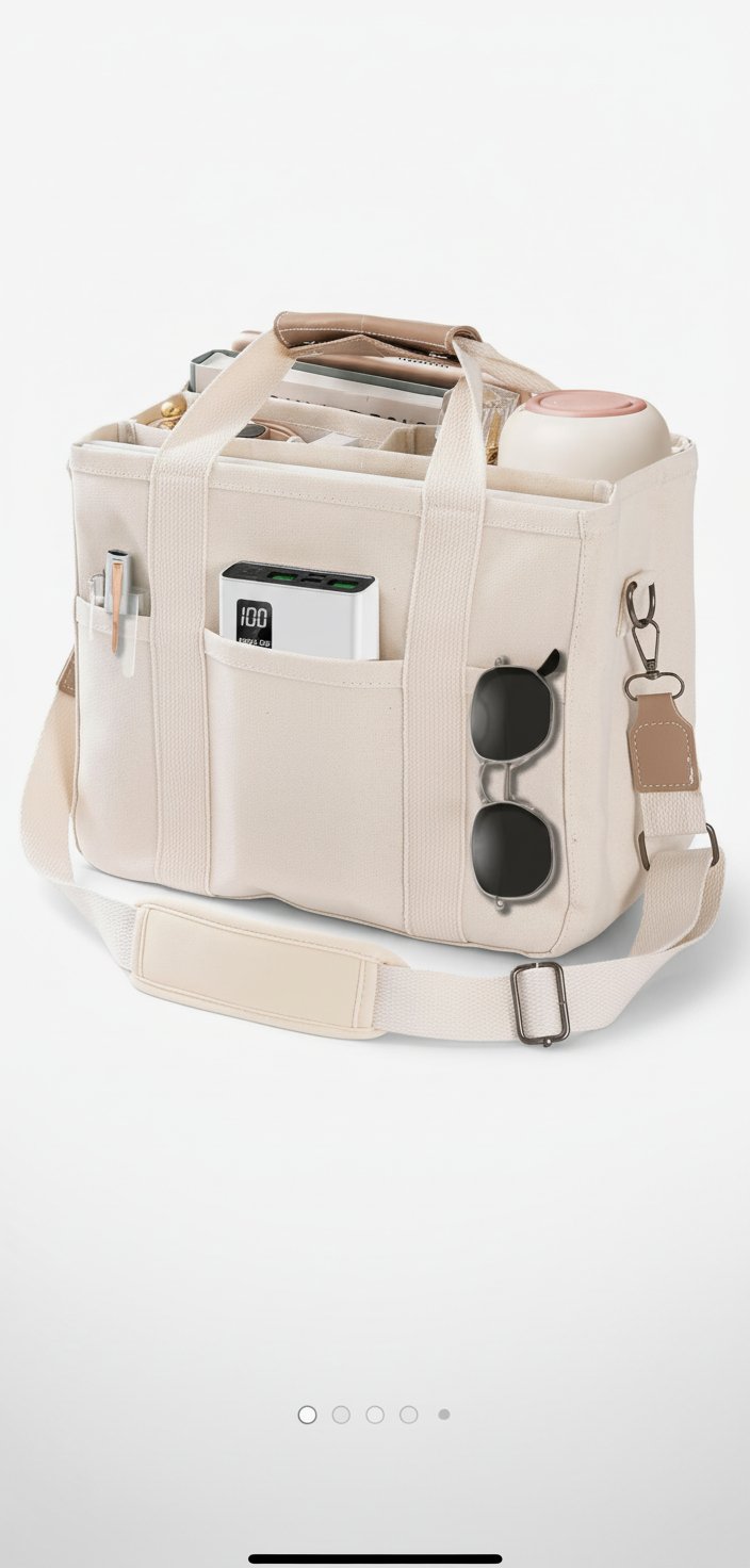 AioTio Sac fourre-tout en toile multi-poches