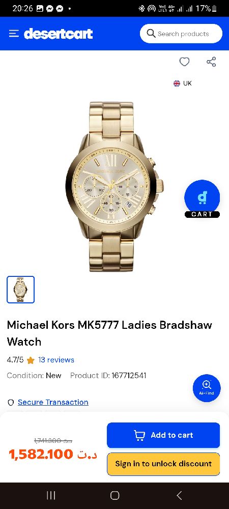 Montre Mickael Kors authentique importé peu porté