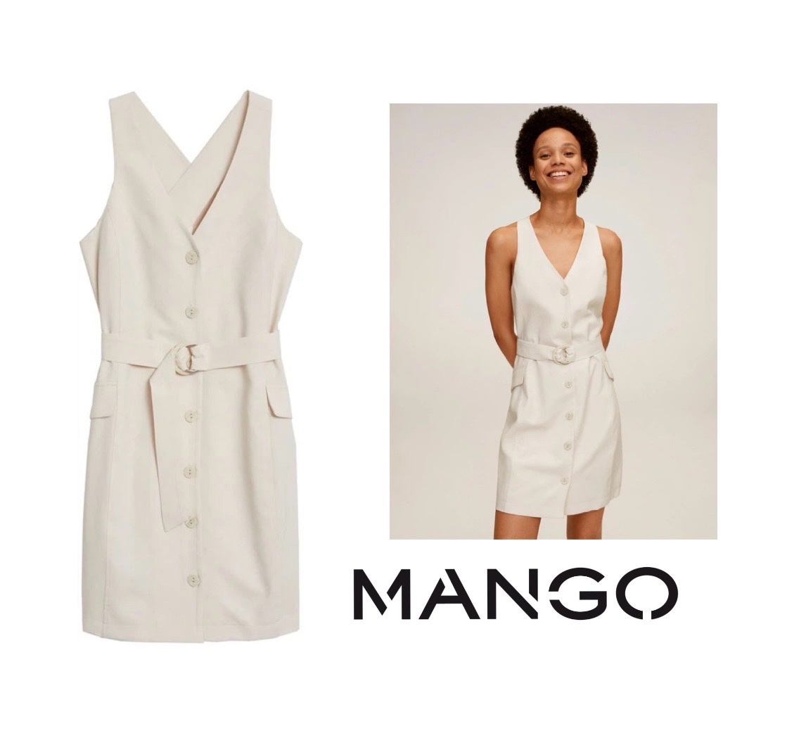 Robe courte boutonnée en ramie mélangée de Mango 💖 