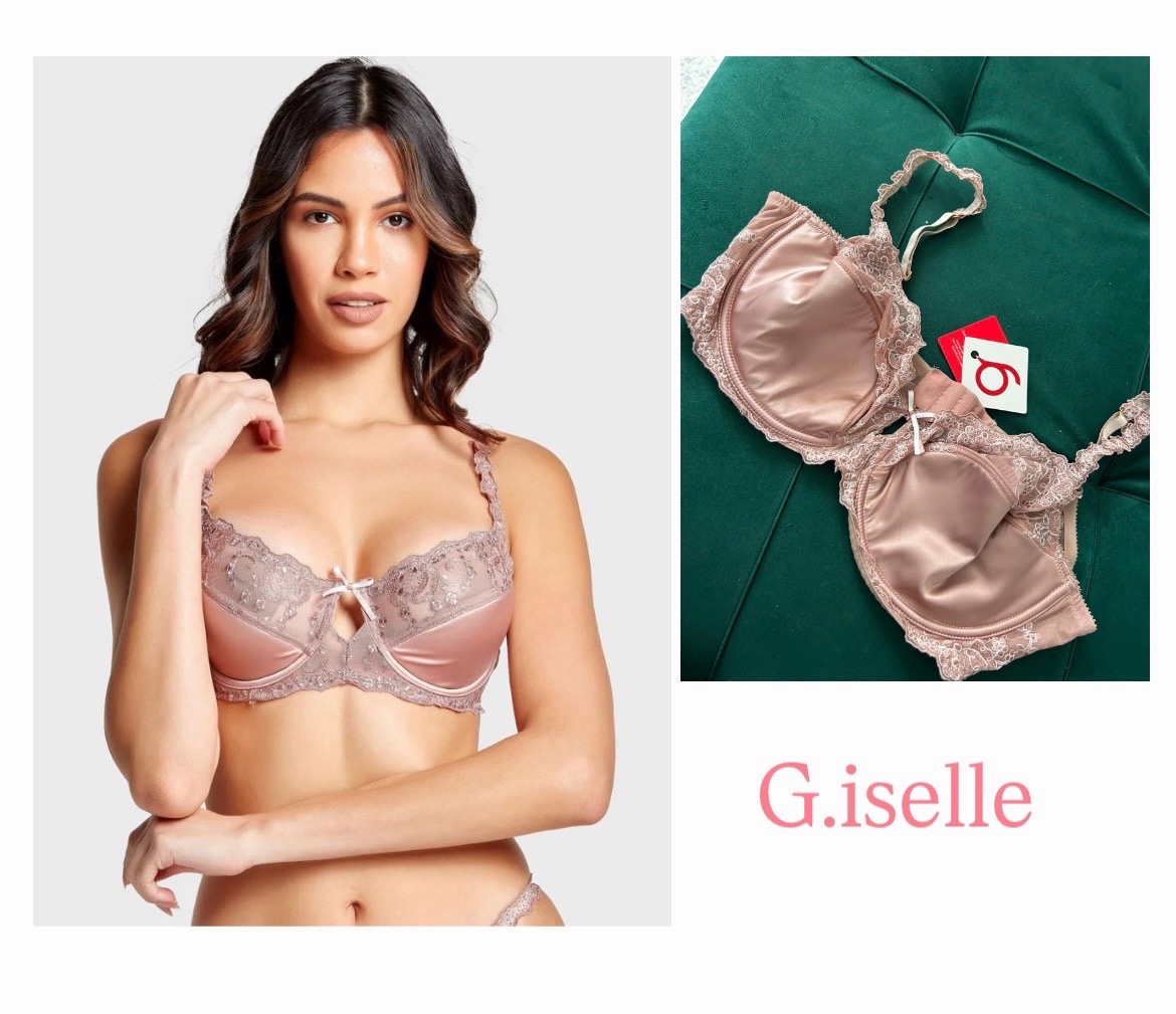 Soutien rose poudré en satin et dentelle 🌸🌸