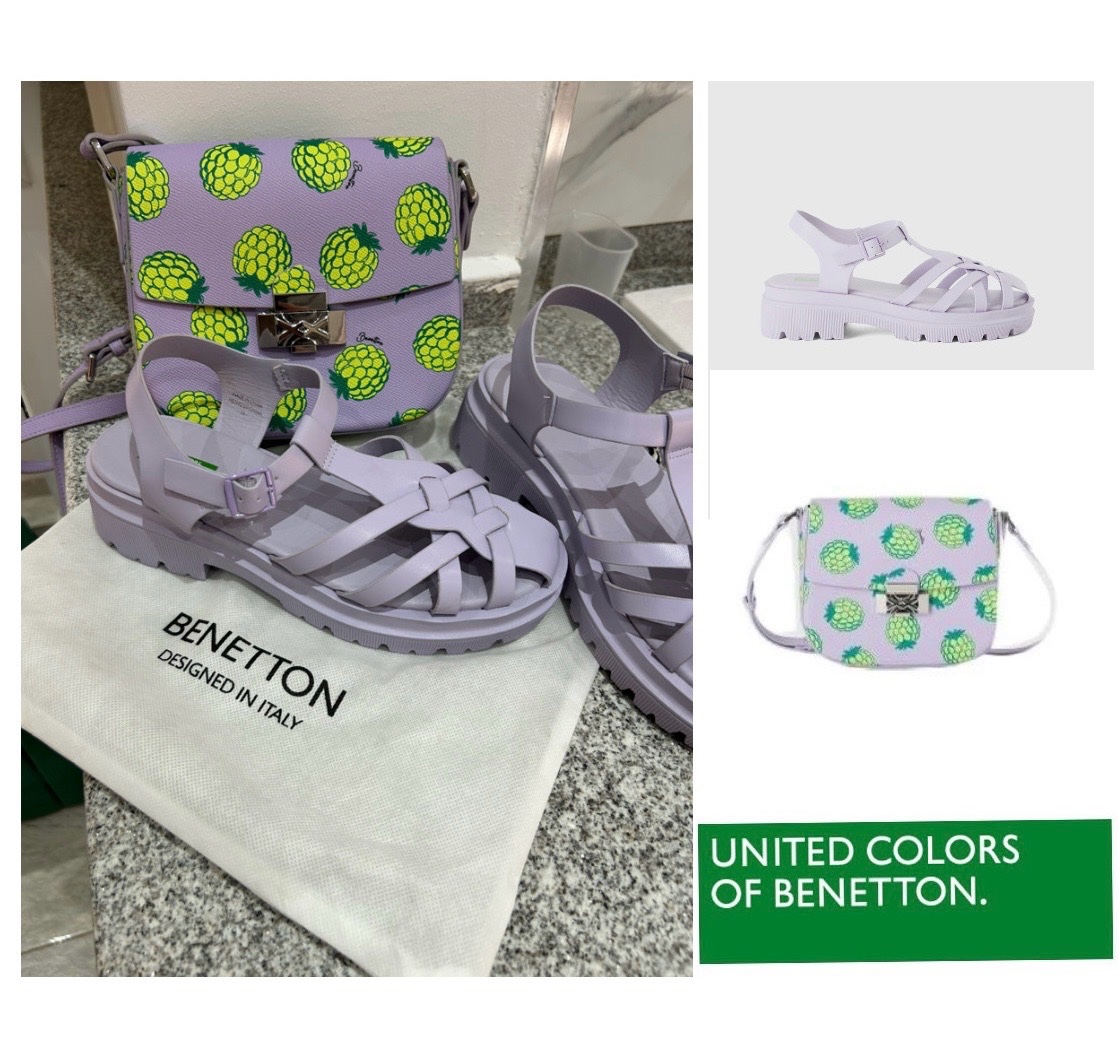  Ensemble sac + sandales Benetton 💜🍍