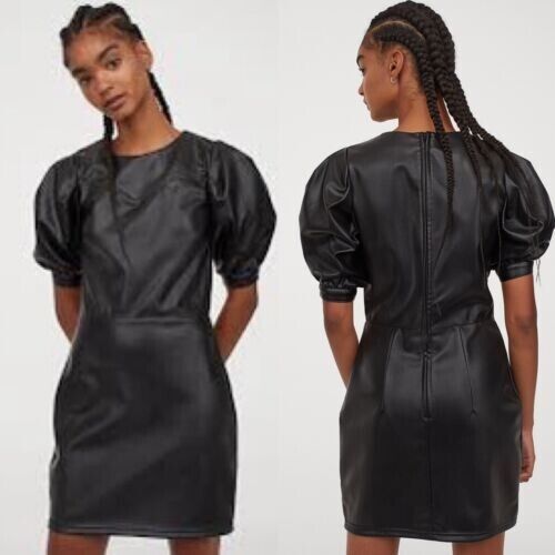 Robe H&M semi cuir avec manches bouffantes 