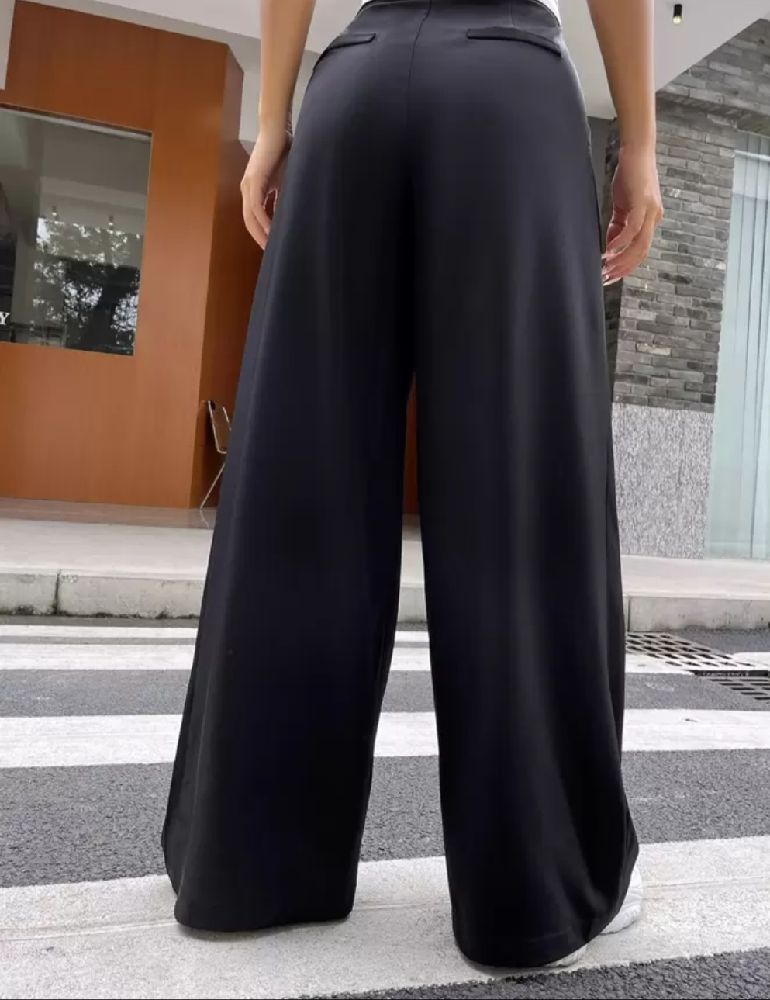 Pantalon taille haute large 