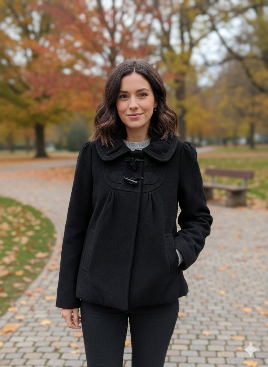 Manteau velours noir avec cabuche taille L 