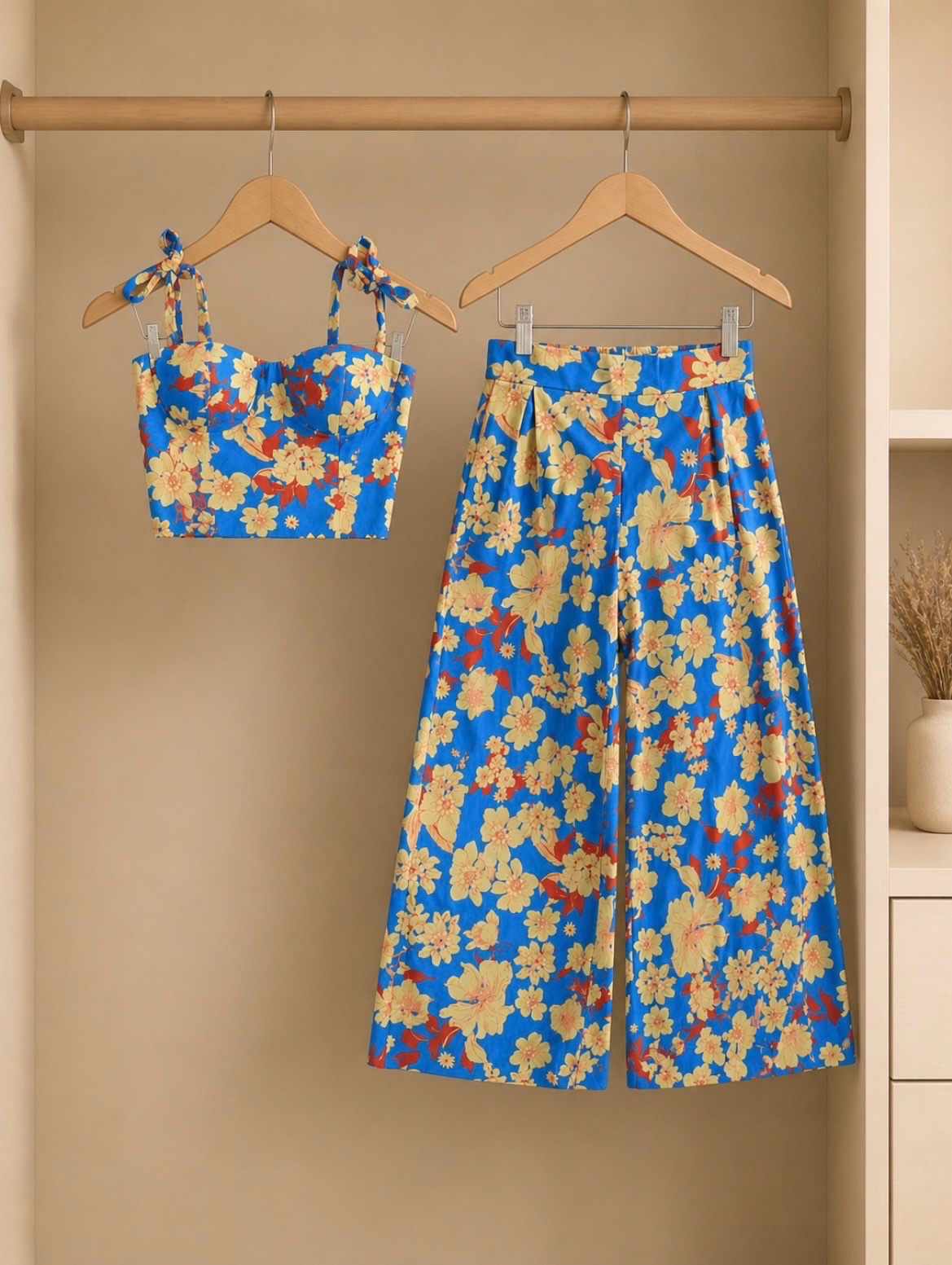 Ensemble fleuri été fille 14/15 ans – Top + pantalon large – Très joli