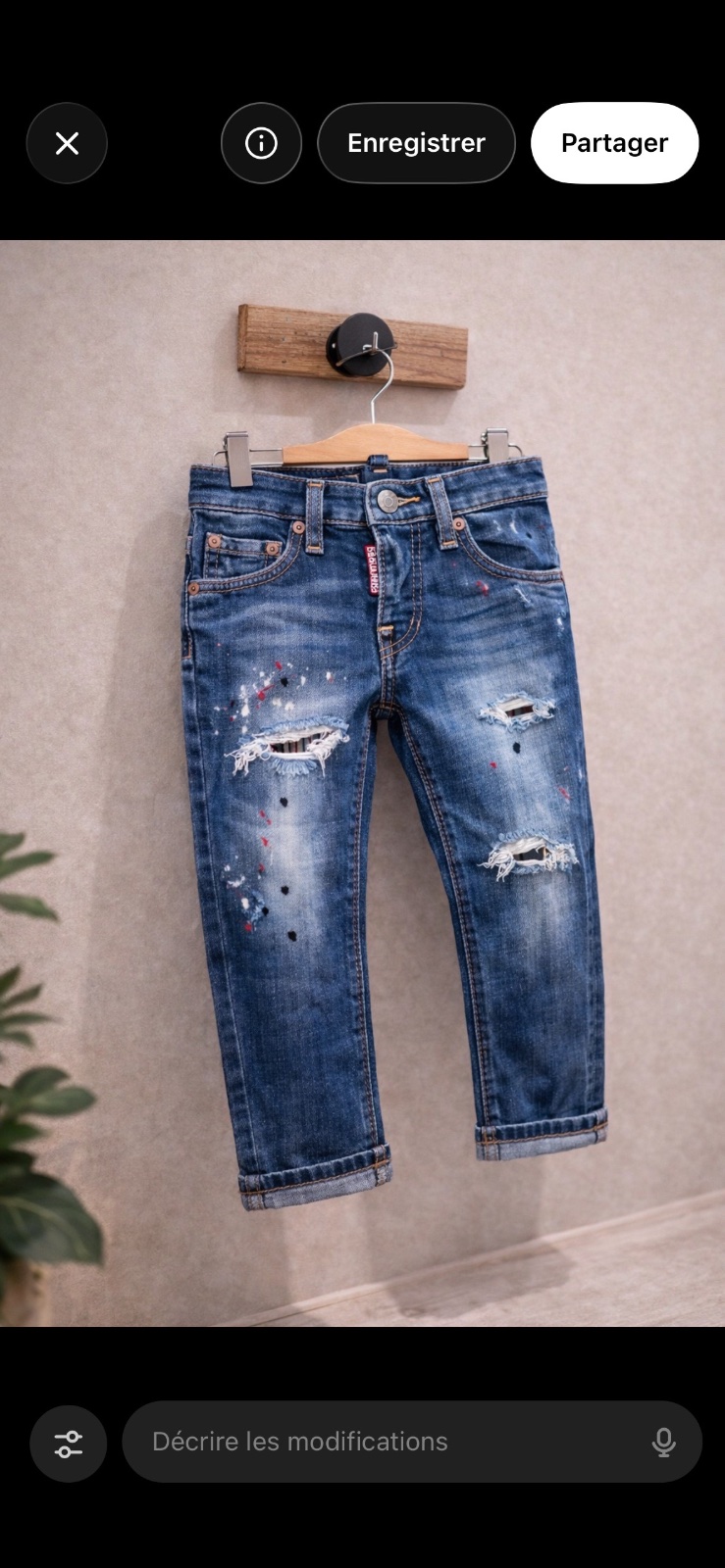 Jean Dsquared2 garçon 8 ans – denim délavé destroy – très tendance