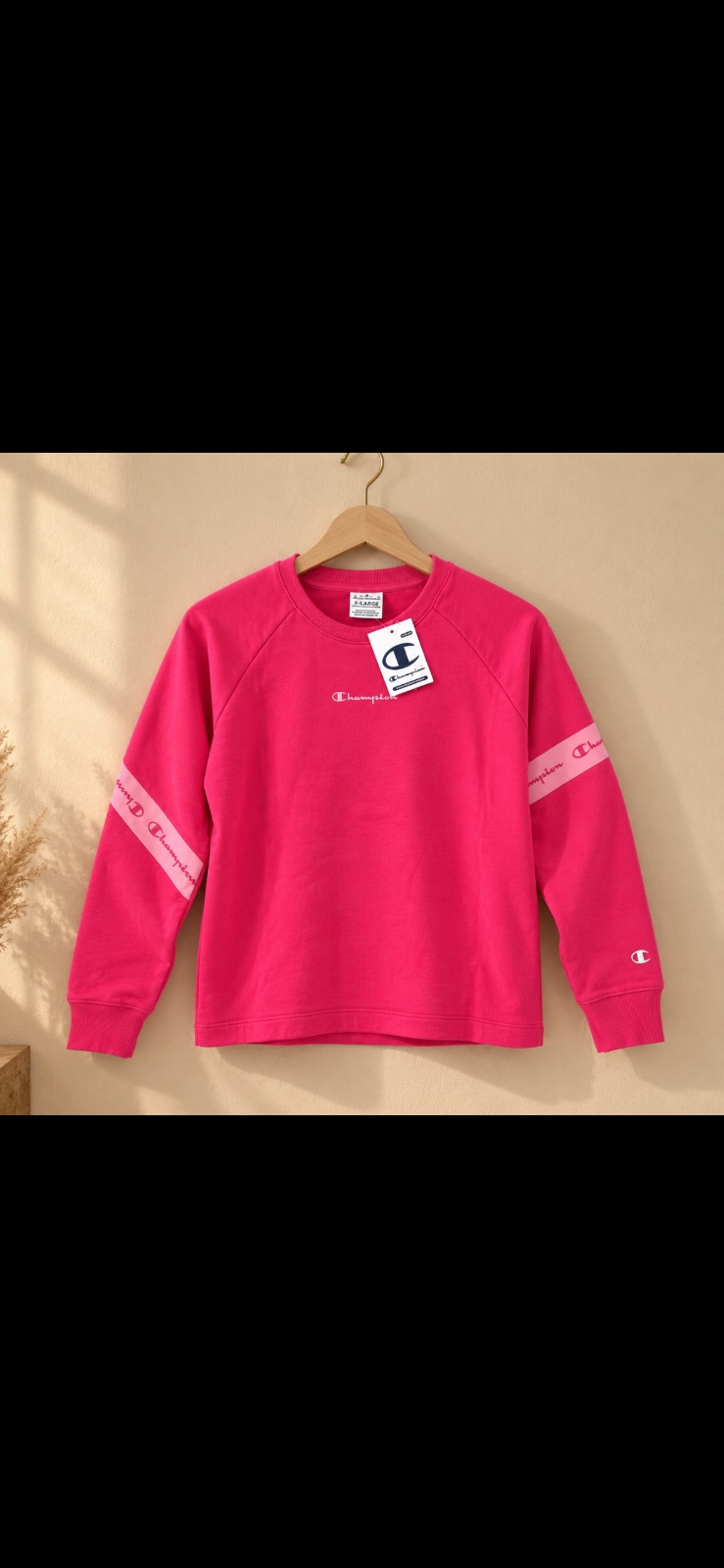 Sweat Champion rose fuchsia à manches longues – 15/16 ans – Neuf avec étiquette