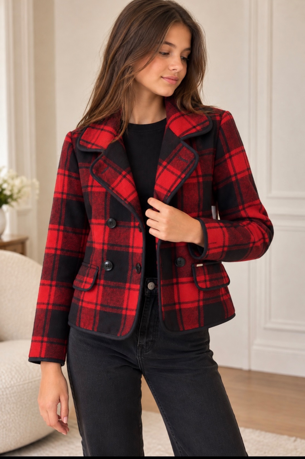 Veste Dsquared2 laine rouge & noir à carreaux - 16 ans - NEUVE avec étiquette