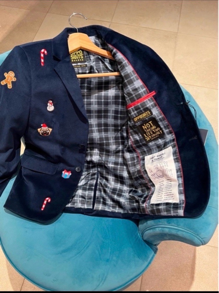 Veste blazer bleu marine OPPO SUITS  Édition originale détails brodés modéle Mixte