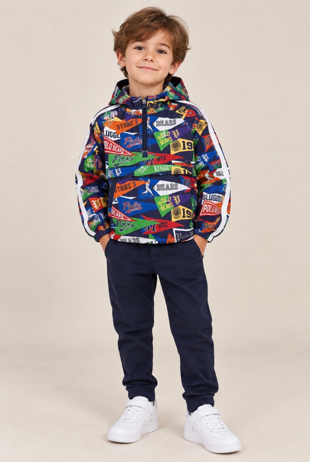 Veste coupe-vent à capuche Ralph Lauren Polo Bears multicolore – 6 ans