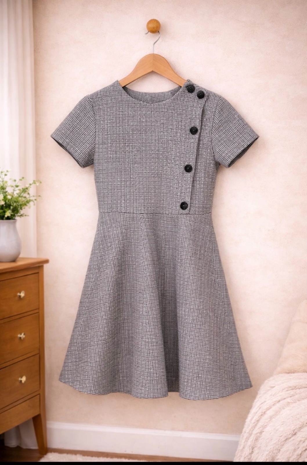 Robe Zara Kids pied-de-poule gris – 11/12 ans – neuf sans étiquette