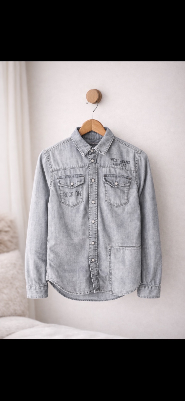 Chemise en jean gris Pepe Jeans 12 ans – style rock modele unisexe 