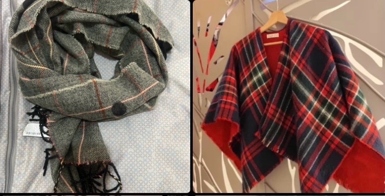 Lot Zara fille 7 ans et + – Poncho à carreaux + écharpe assortie – Comme neuf