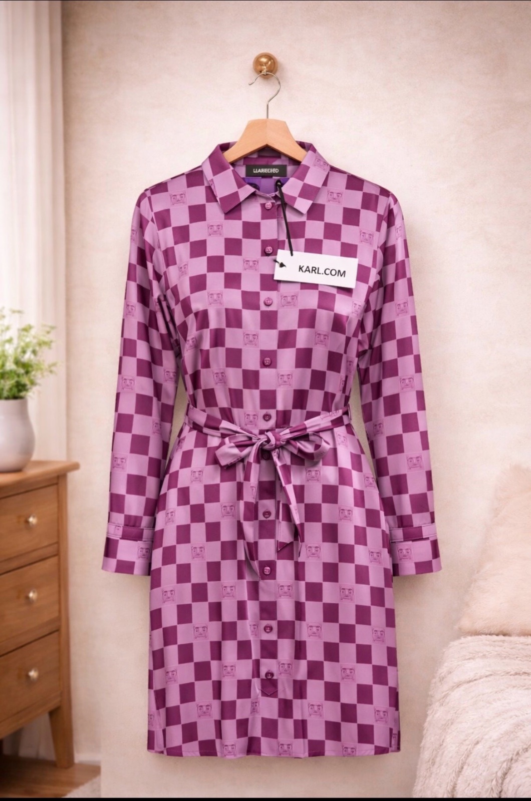 Robe chemise Karl Lagerfeld violette à carreaux – neuve avec étiquette – taille FR 40