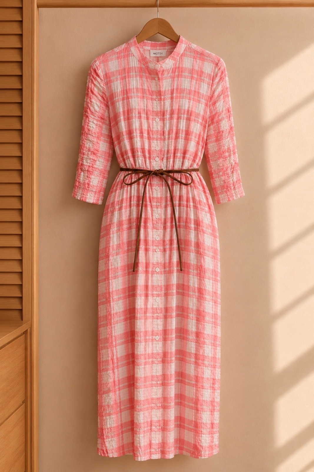 Robe midi VICOLO rose à carreaux – Taille 42