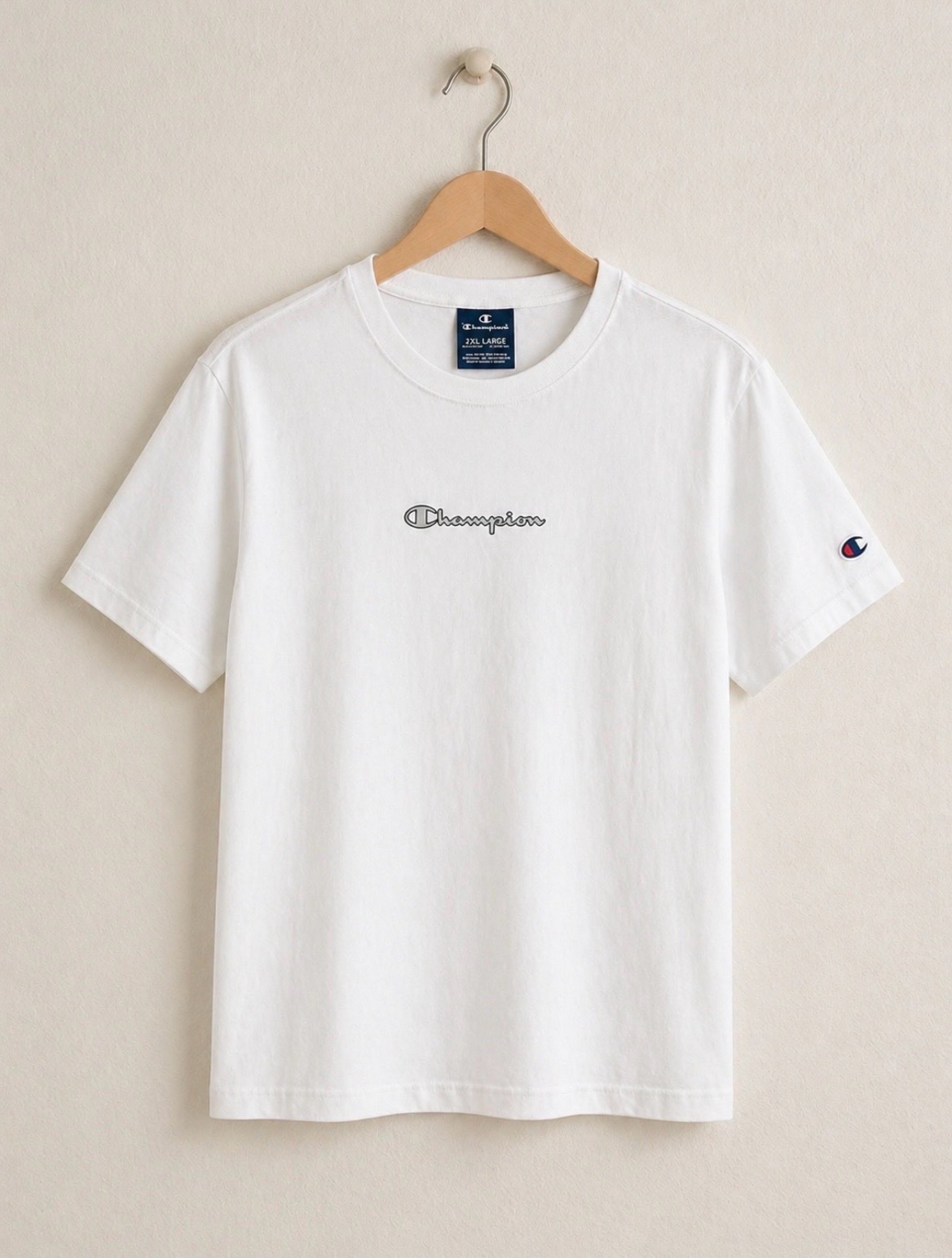 T-shirt Champion blanc logo – 15/16 ans  Jamai porté