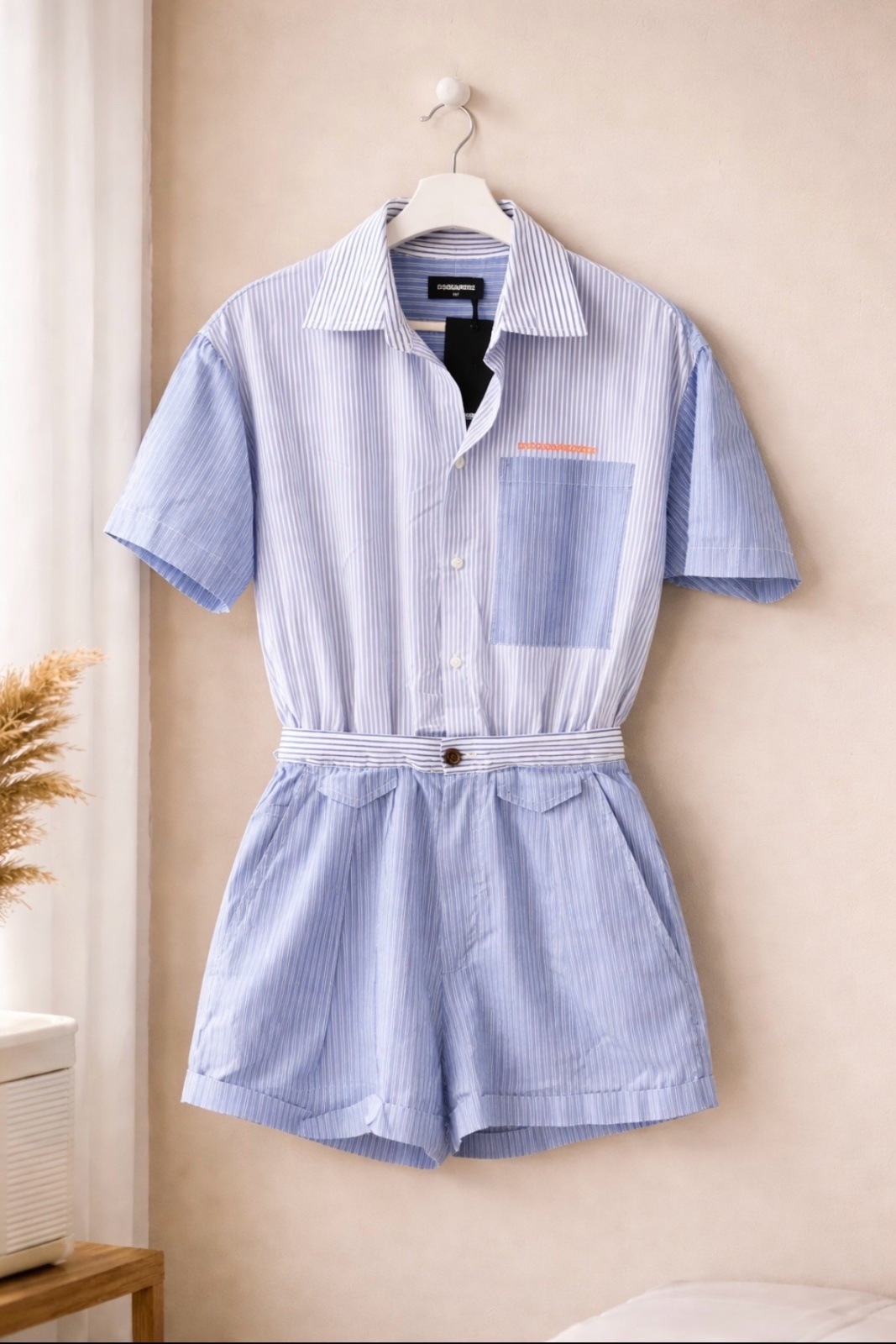Combishort DSQUARED2 rayée bleu/blanc – taille XS/S – neuf avec étiquette