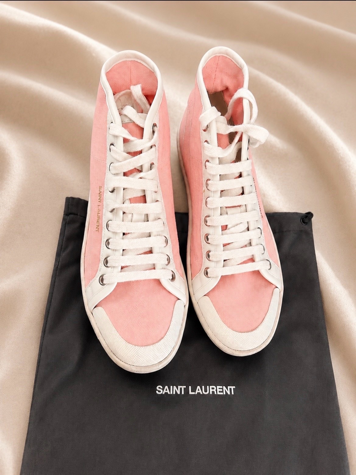 Baskets montantes Saint Laurent roses & blanches – comme neuves 