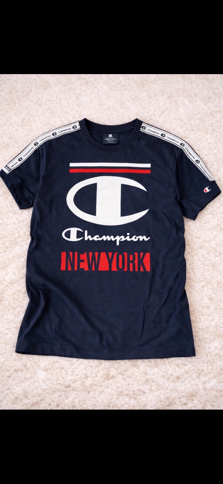 T-shirt Champion New York bleu marine logo XXL 15-16 ans 