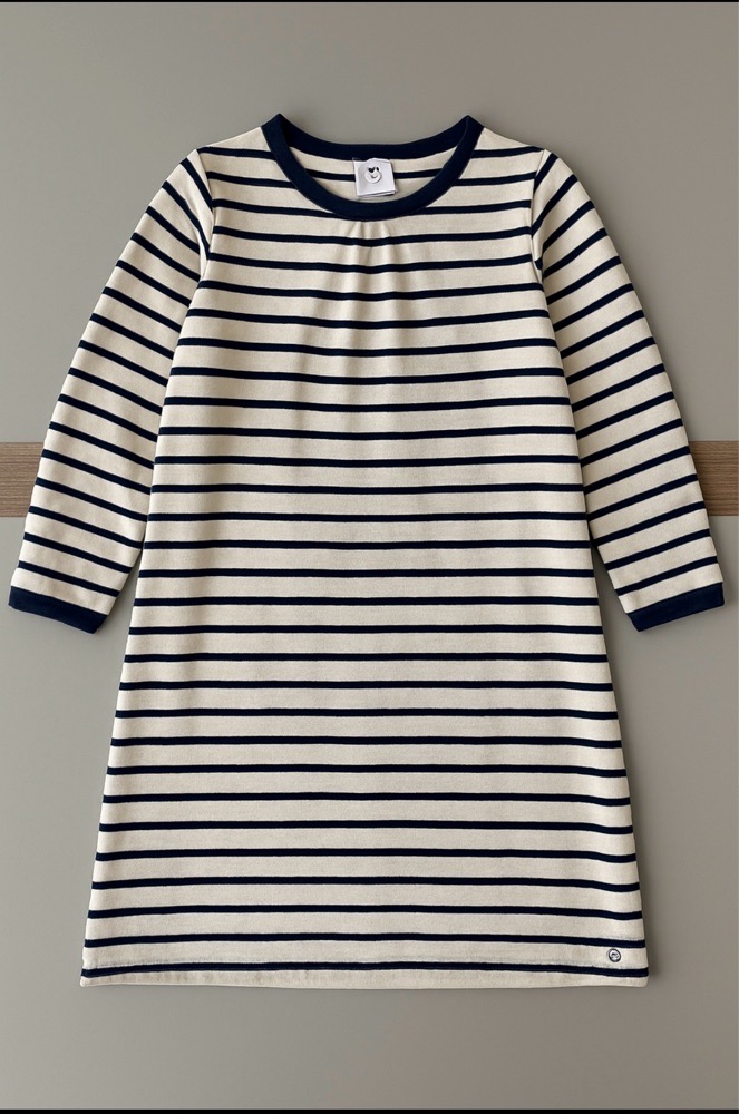 Robe pyjama Petit Bateau  rayée blanche/bleu,coton doux