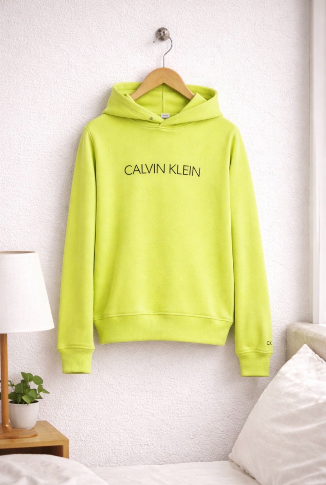 Sweat à capuche Calvin Klein vert fluo (acid lime) – état impeccable