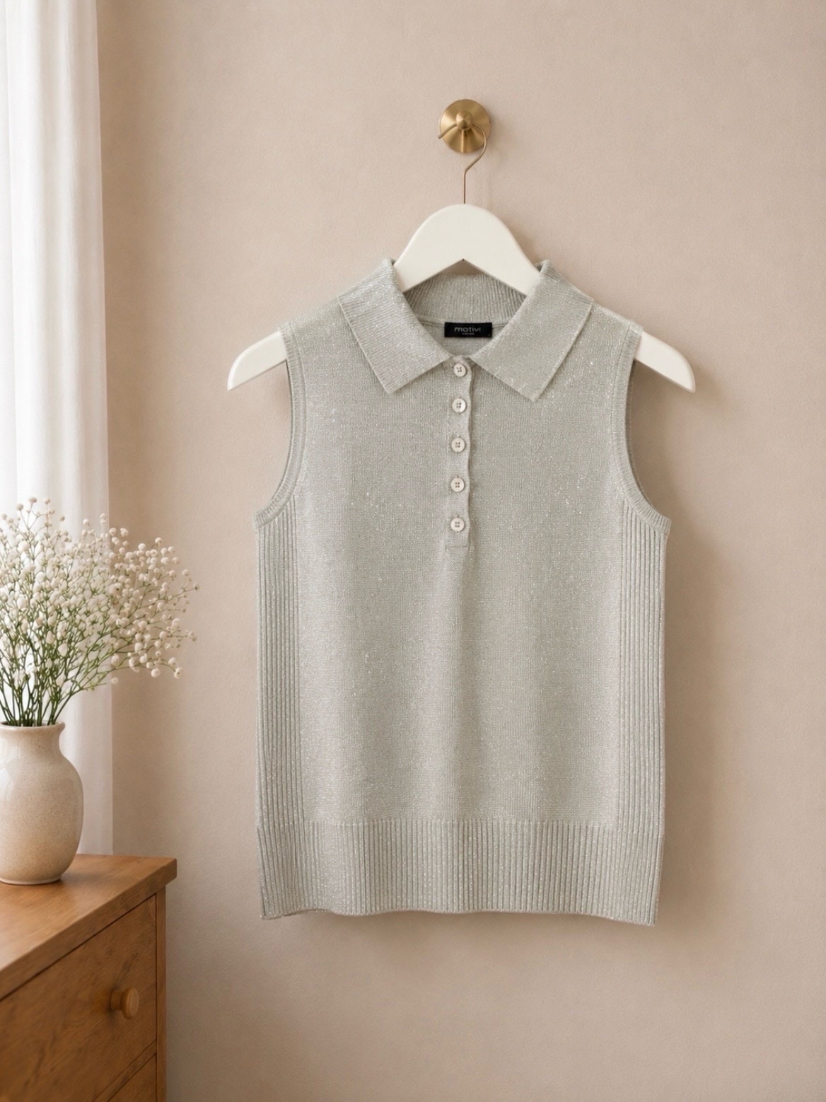 Top sans manches beige irisé Motivi – Taille S/36 neuf 