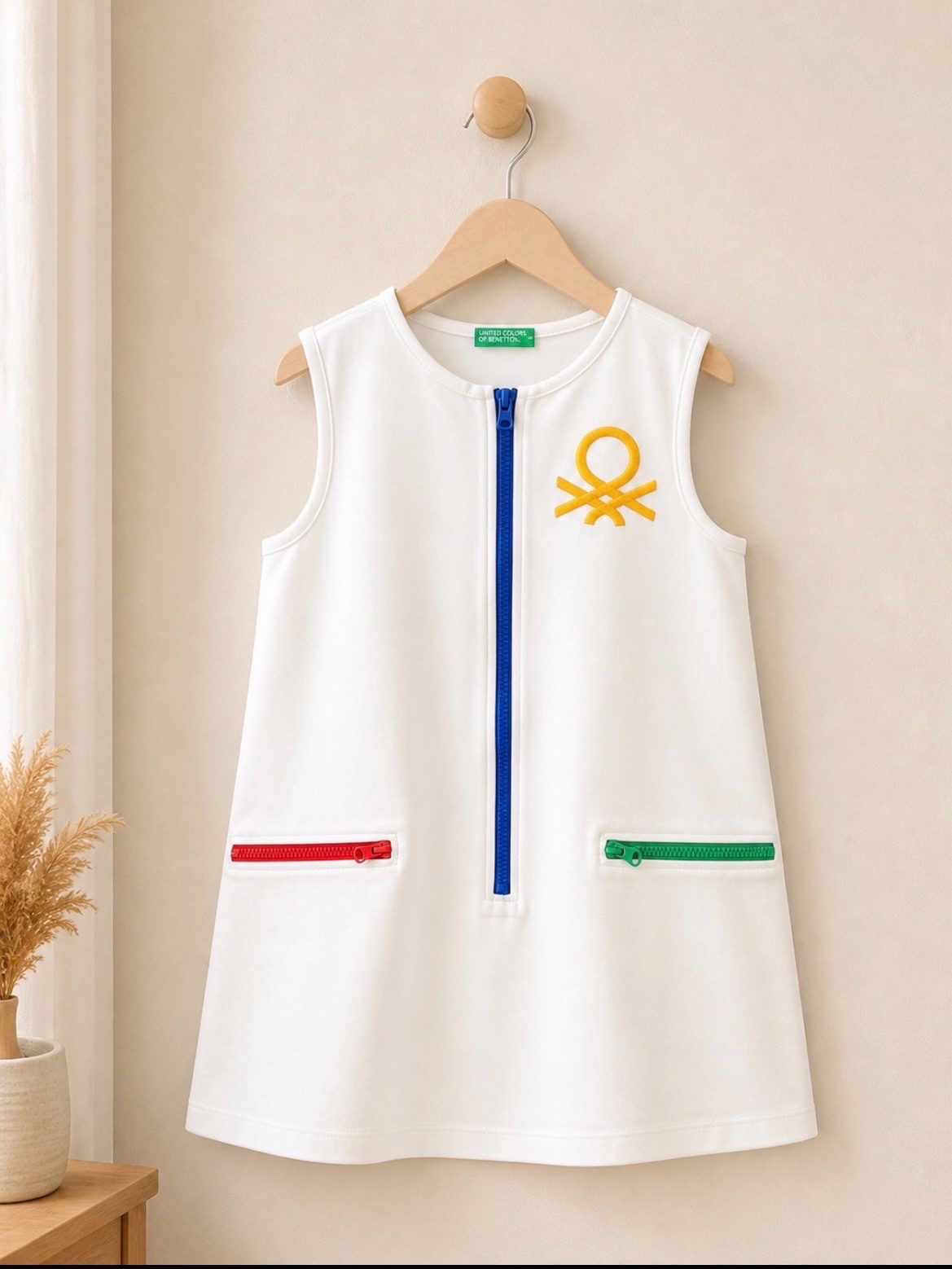 Robe blanche Benetton fille 14 ans – zip bleu – 