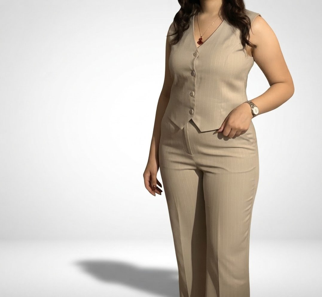Set marron blazer sans manche