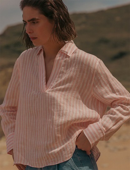 Chemise rose et blanc stradivarius
