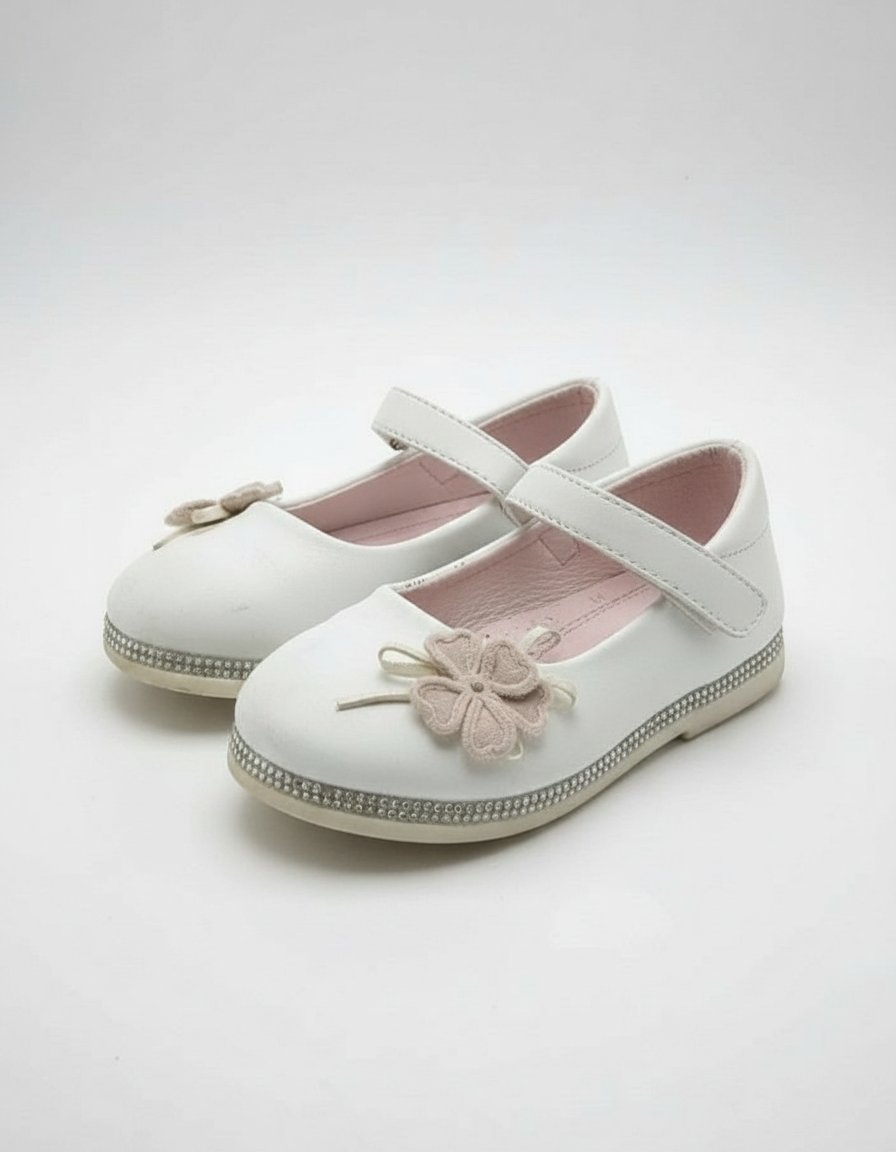Chaussures blanches pour petite fille avec détails brillants 
