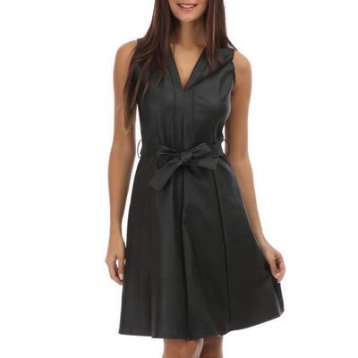 robe semili cuir col v marque CANDIDA avec ceinture neuve 