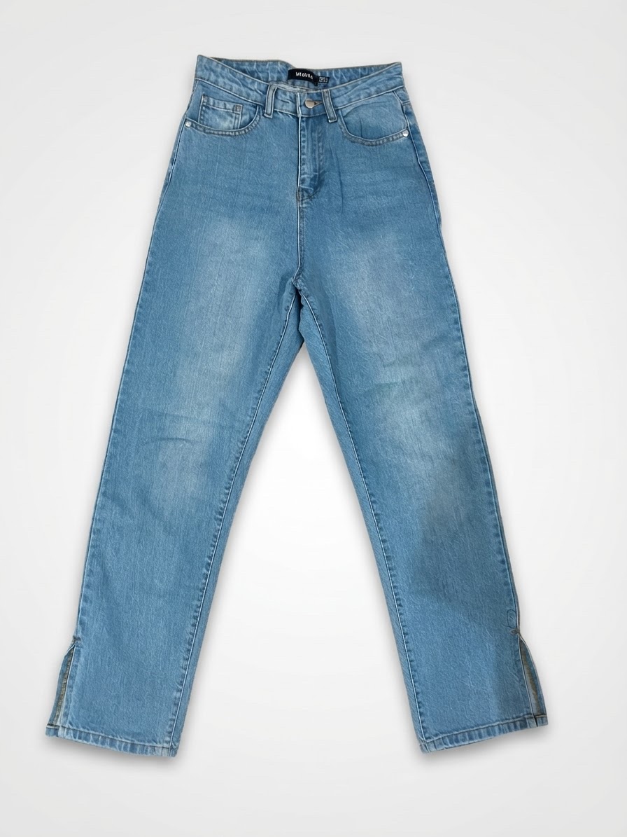 Jean bleu clair taille haute