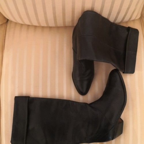 Bottes en cuir veritable bleu marine
